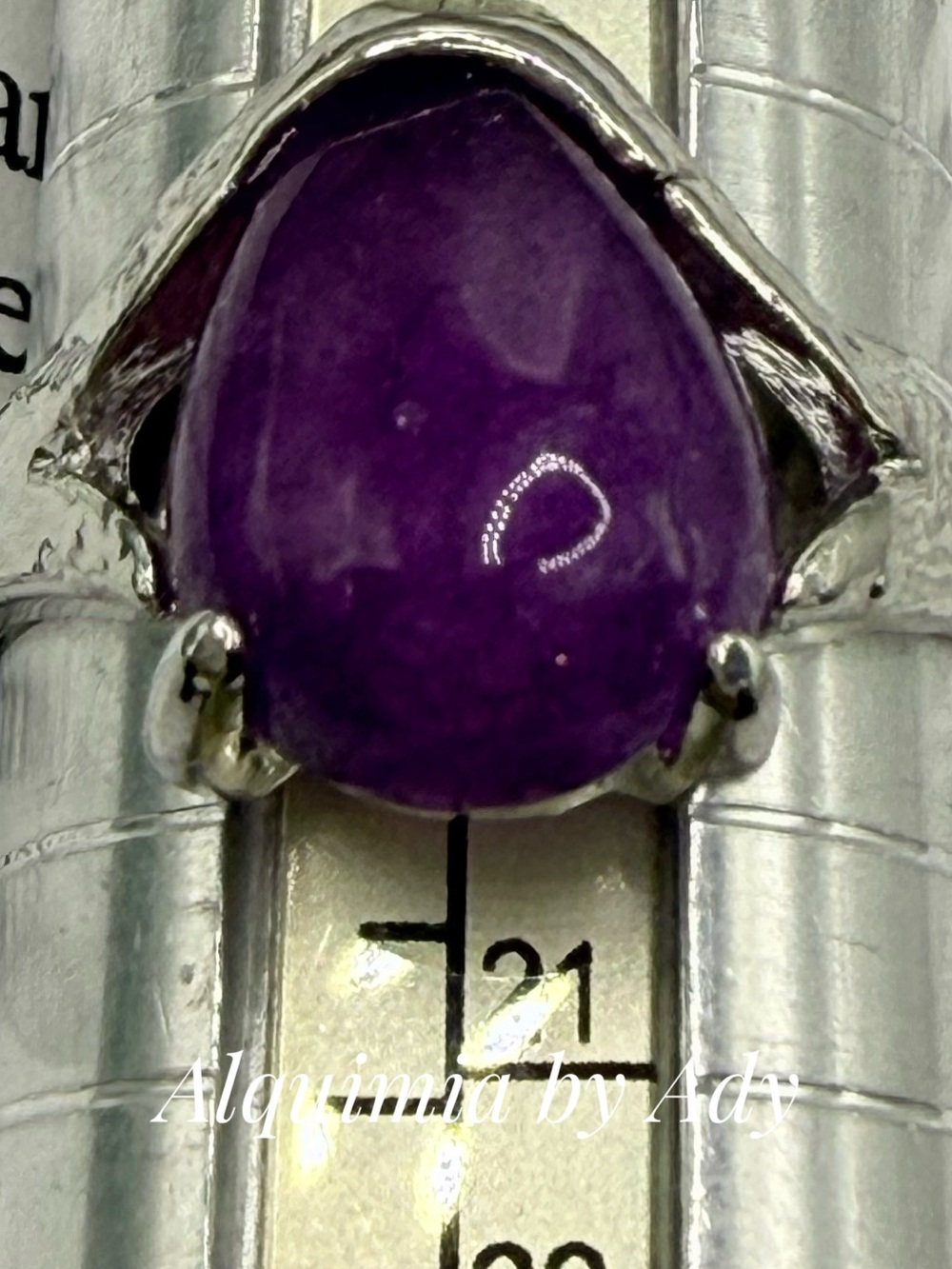 Bright Purple KUNSITE Cabochon Filigree Ring